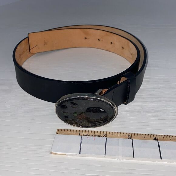 Qualheim Bollorini Italy Black Genuine Leather Bubble Glass Belt Size Small - Picture 10 of 14